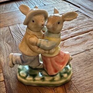Vintage Albert Kessler Rabbit Figurines, Couple Dancing - Easter Bunnies